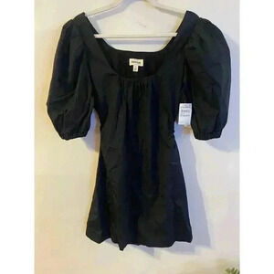NWT Nordstrom Open Edit Open Back‎ Mini Black Cotton Mini Dress Size Small
